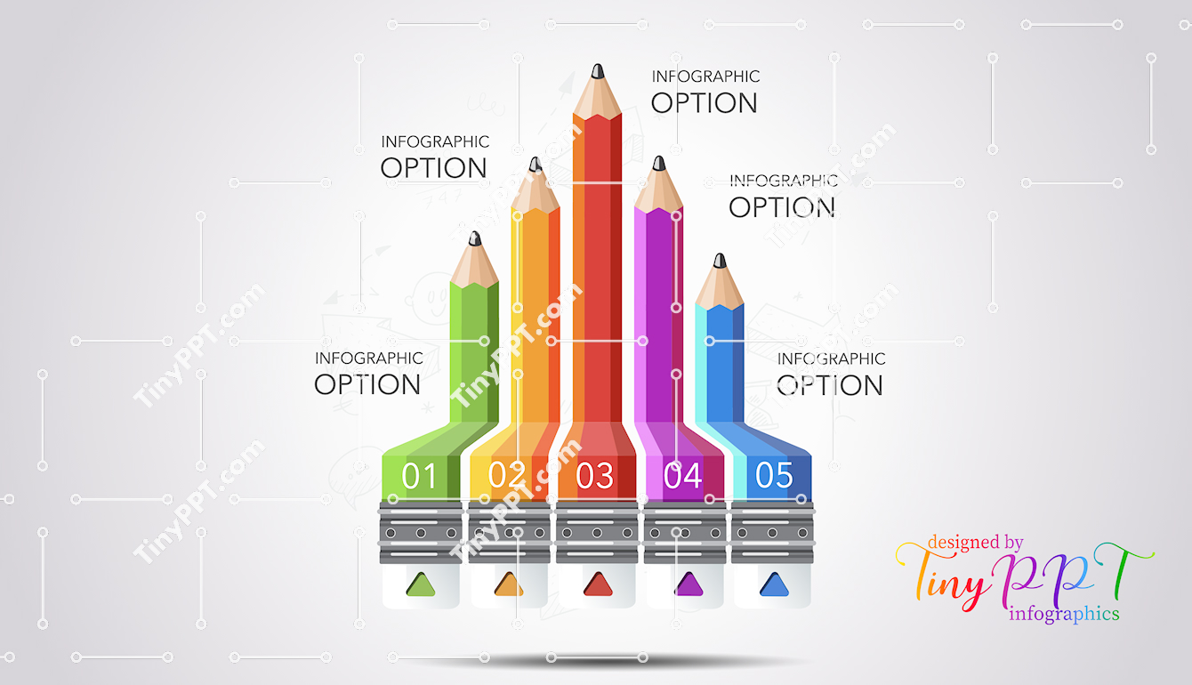 Hierarchy Pencil Diagram PowerPoint