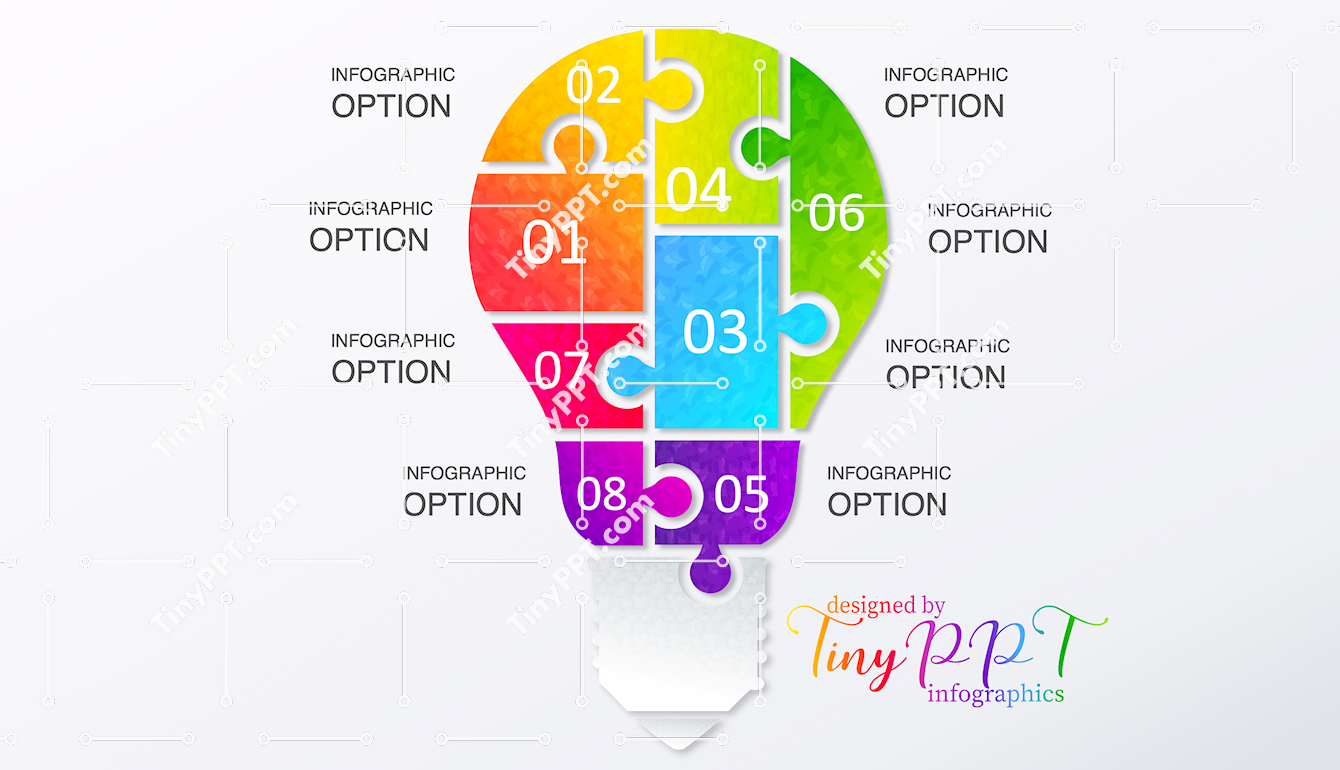 Puzzle Bulb Framework Diagram PPT