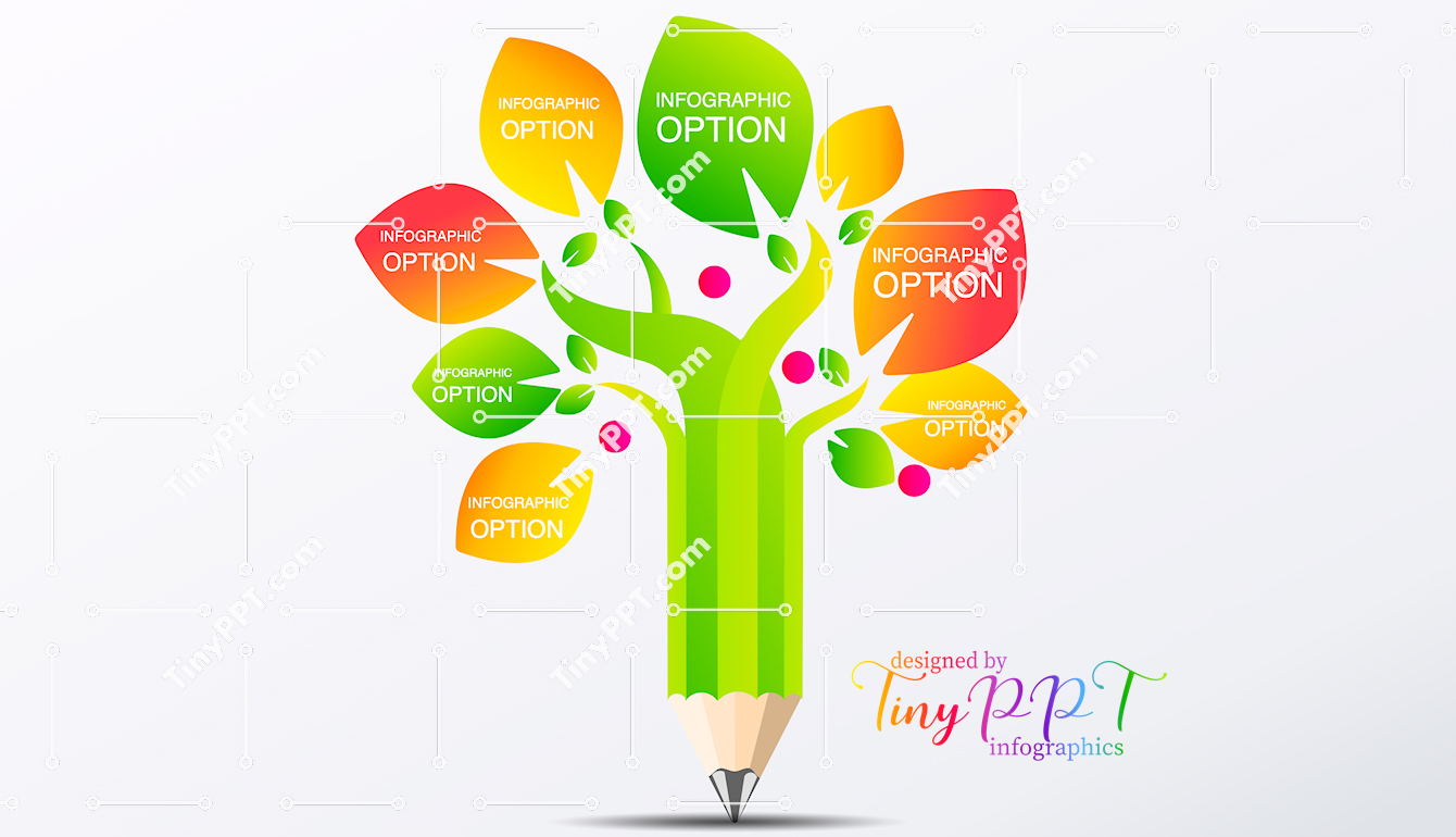 Hierarchy Tree Pencil Diagram PPT