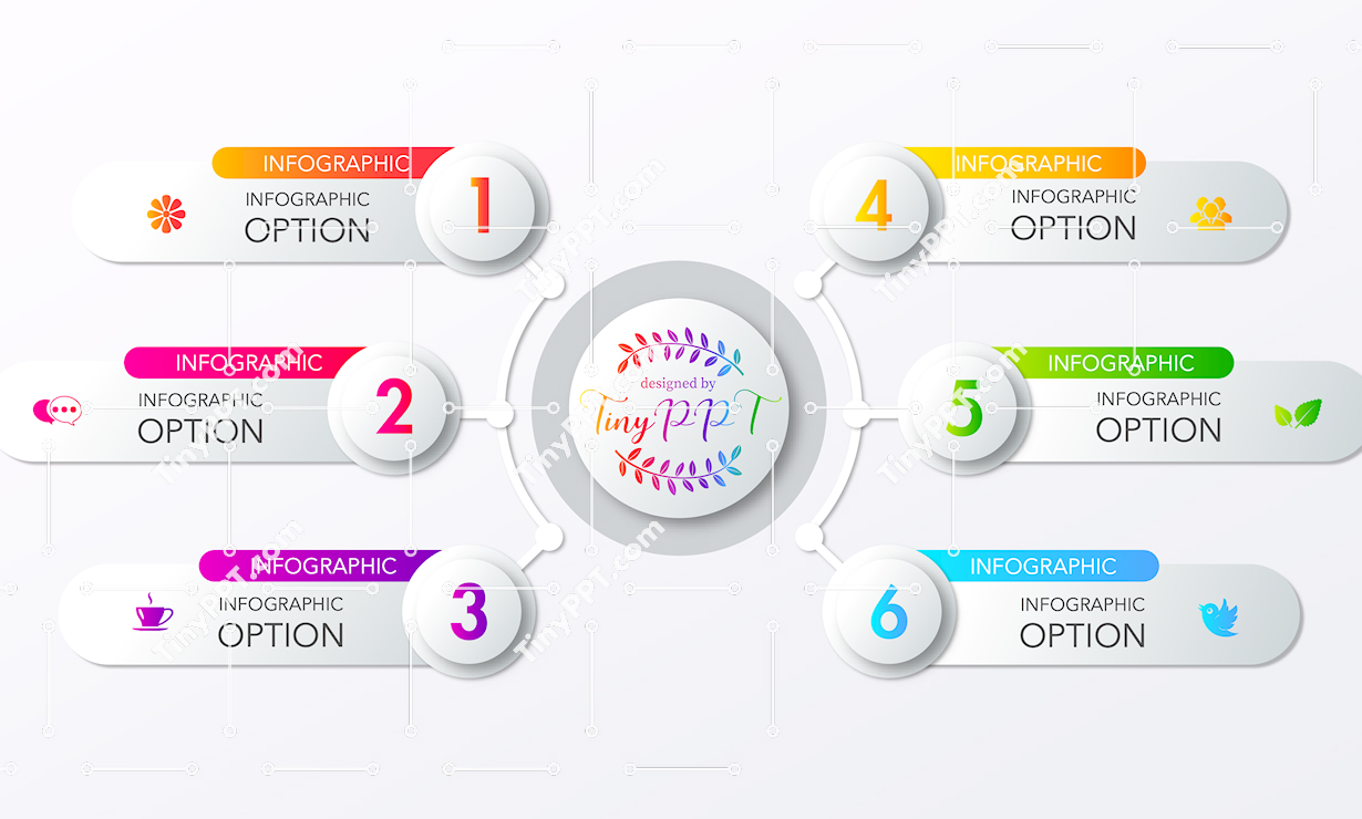 Six Point Hub Infographic PPT Slide