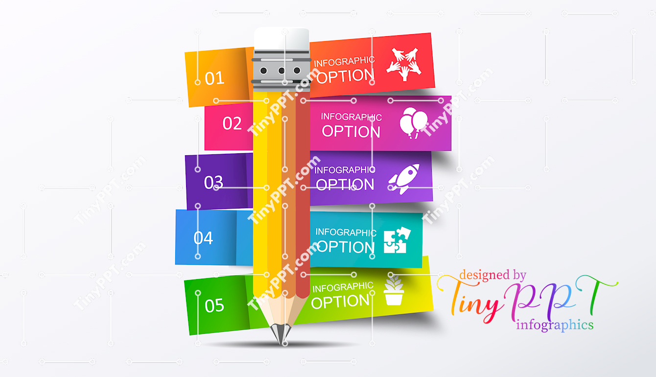 Numbered Pencil Roadmap PPT
