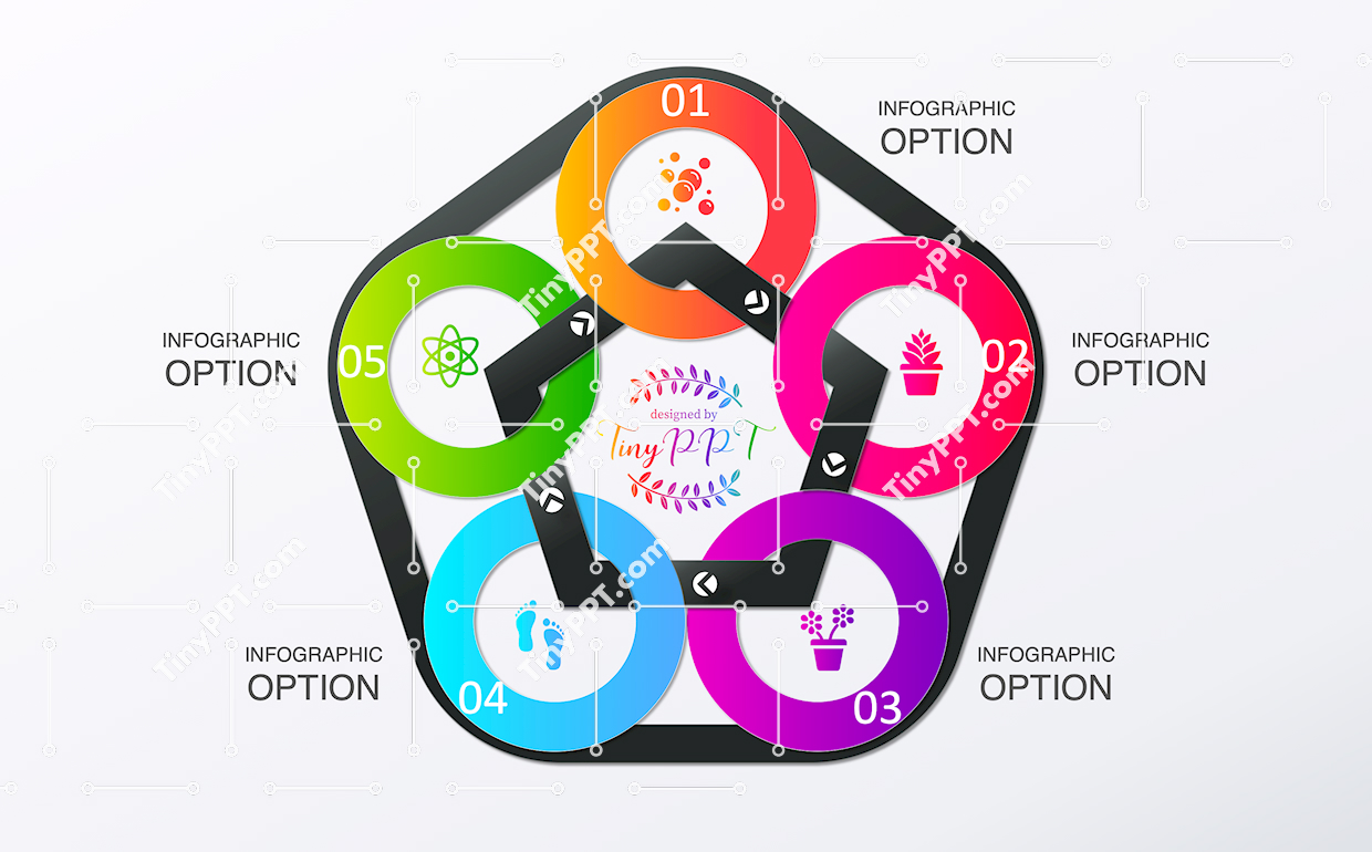 Five step cycle diagram PPT