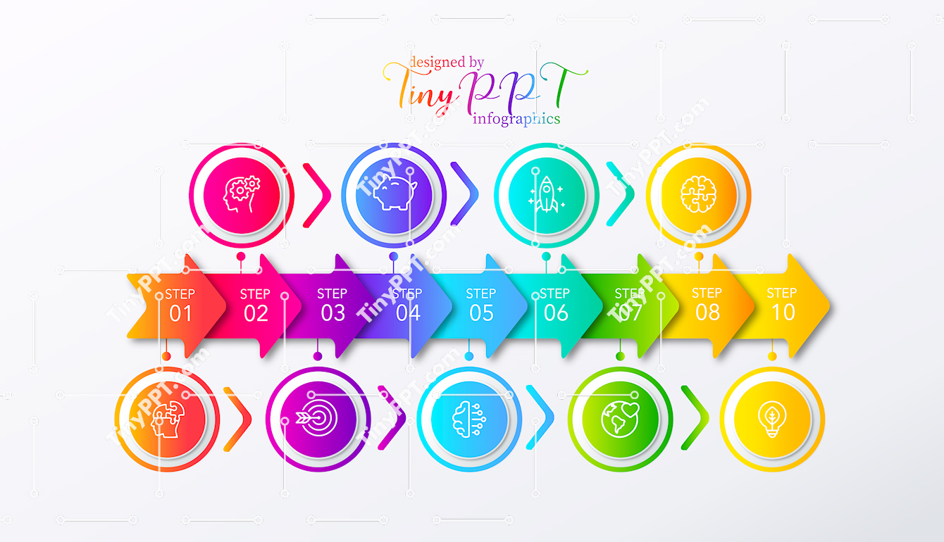 10 Steps Process Diagram PPT