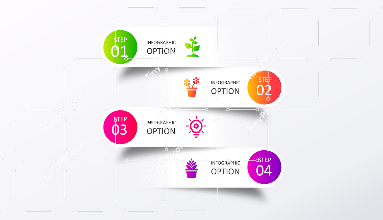 Four Step Growth Process Diagram PPT