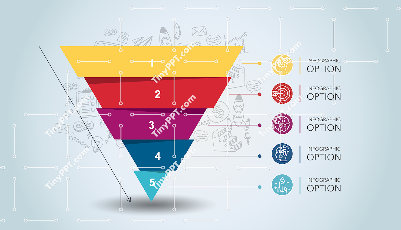 Inverted Pyramid Funnel PPT Slide
