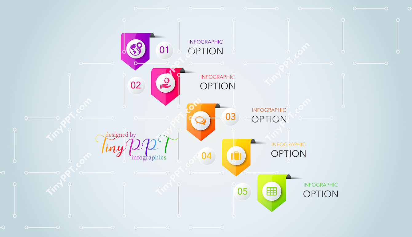 Numbered Step Flags Diagram PPT