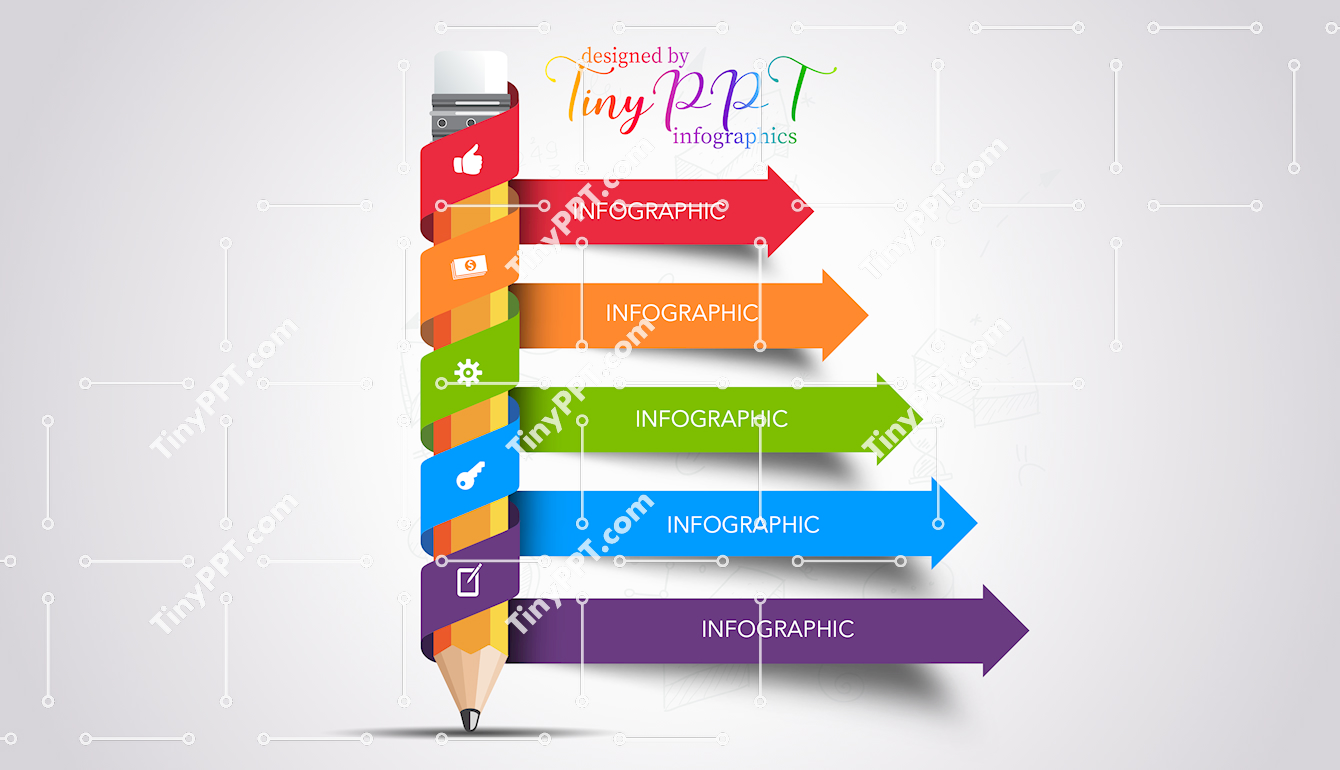 List Arrow Pencil Infographic PPT