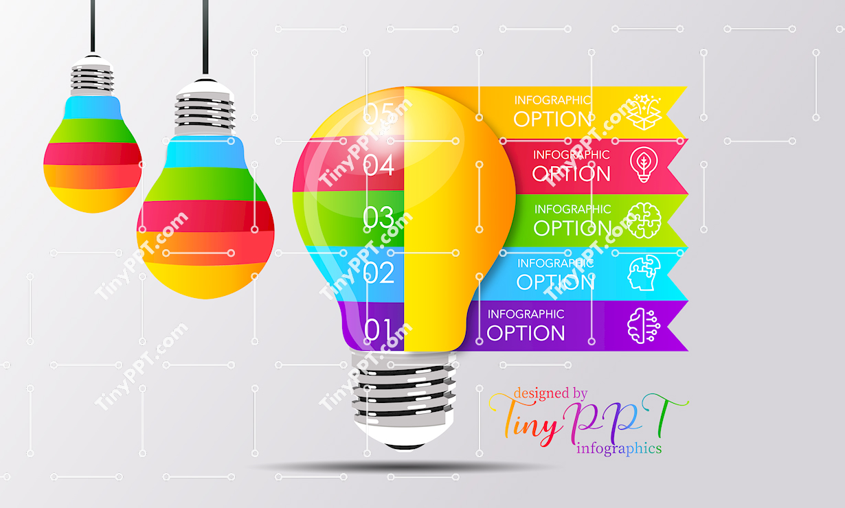 Lightbulb Steps Diagram PPT