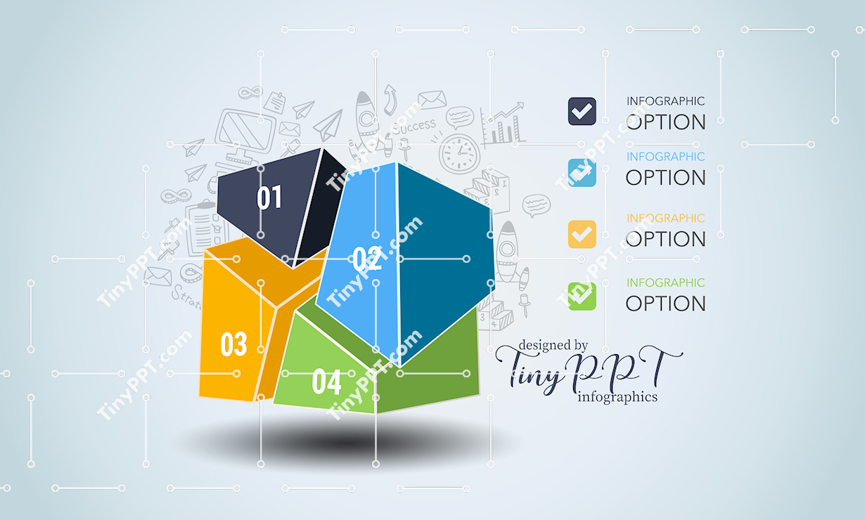 3D Steps Block Diagram PPT