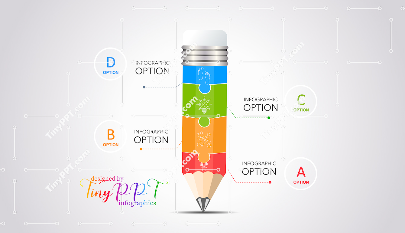 Process Vertical Pencil Diagram PPT