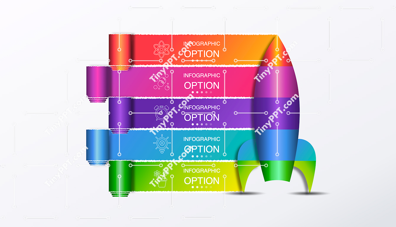 Process Ribbon Rocket Diagram PPT