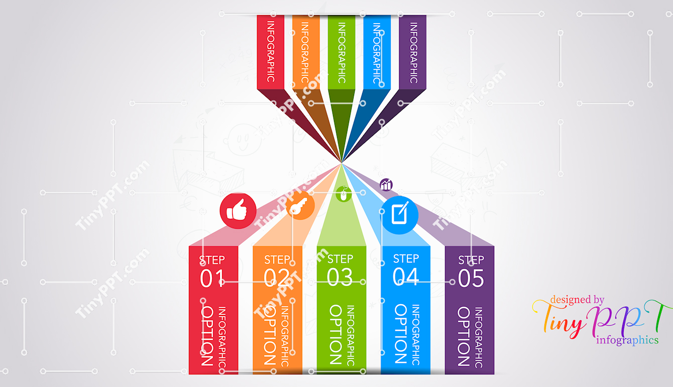 Five Step Funnel Diagram PPT