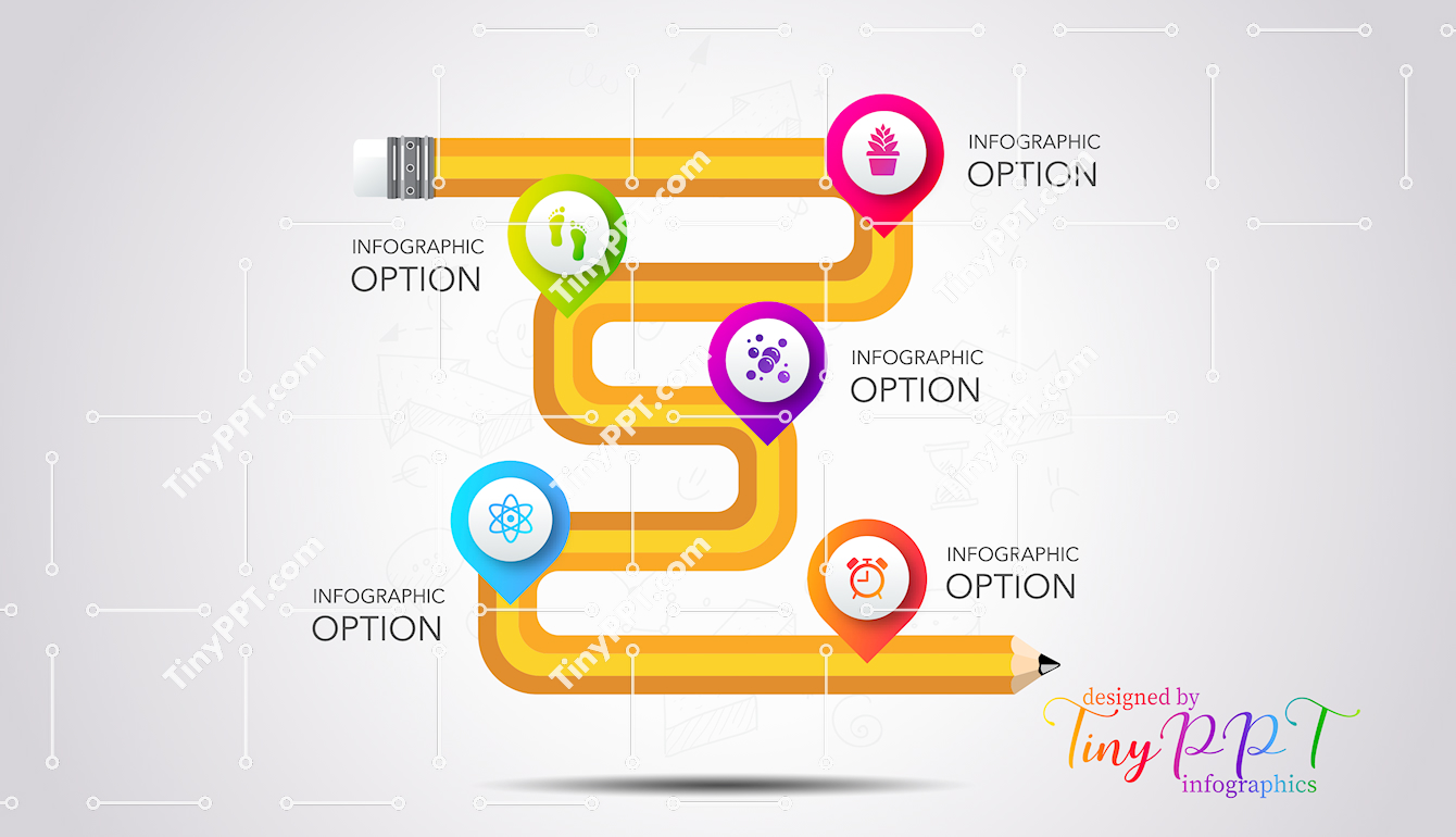 Timeline Pencil Path Infographic PPT