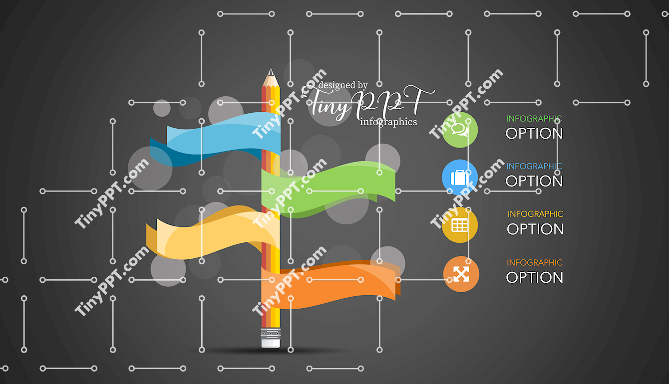 Process Flow Ribbon Pencil PPT