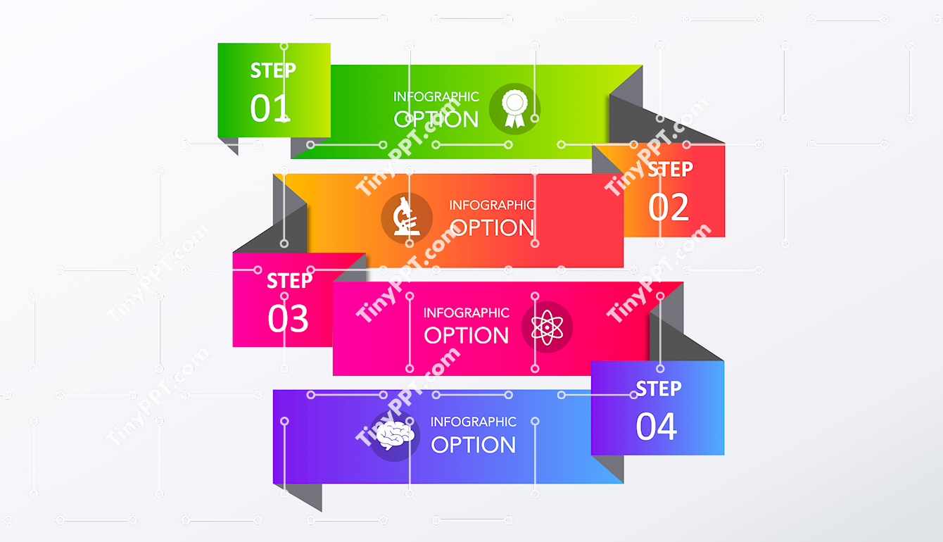 Four Step Banner Diagram PPT