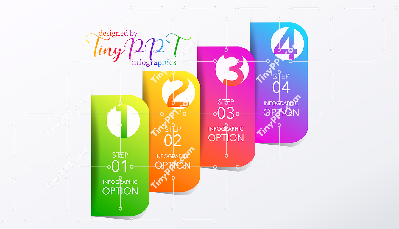 Four Step Gradient Process Diagram PPT