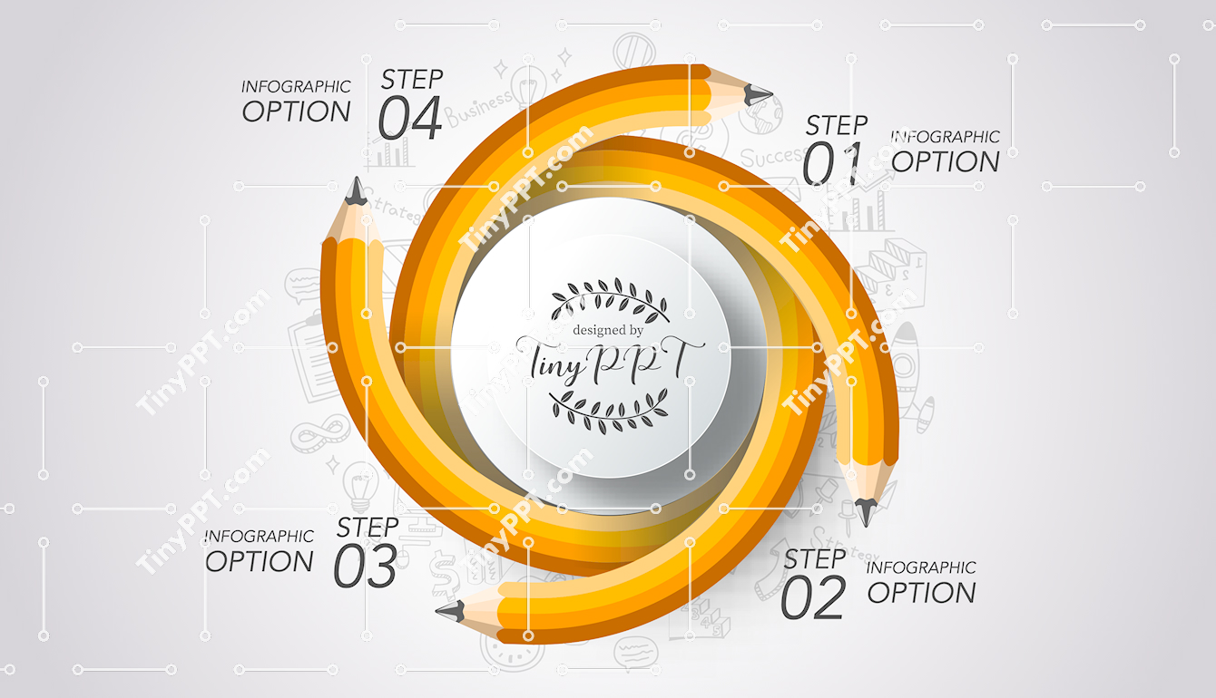 Circular Steps Pencil Diagram PPT