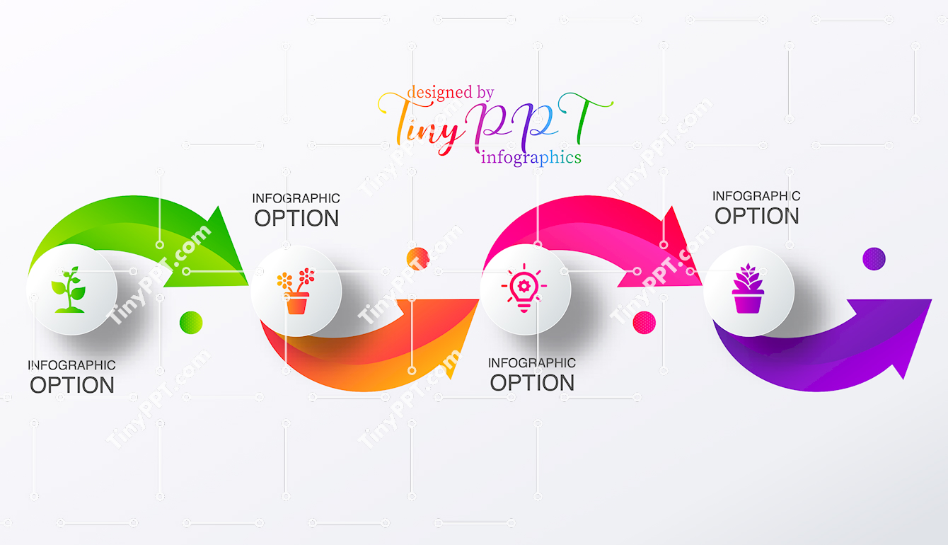 Curved Arrow Strategy Flow PPT